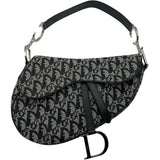 クリスチャン・ディオール Christian Dior トロッター サドルバッグ ブラック SV金具 トロッターキャンバス・レザー レディース ハンドバッグ