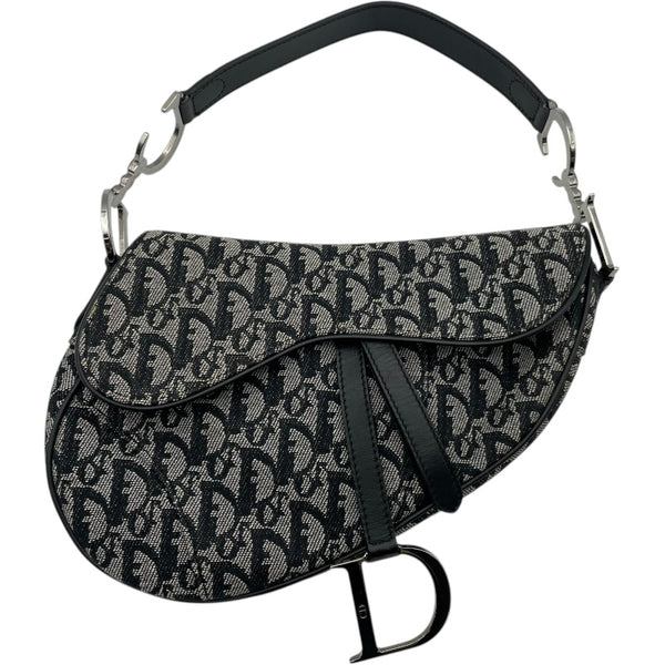 クリスチャン・ディオール Christian Dior トロッター サドルバッグ ブラック SV金具 トロッターキャンバス・レザー レディース ハンドバッグ