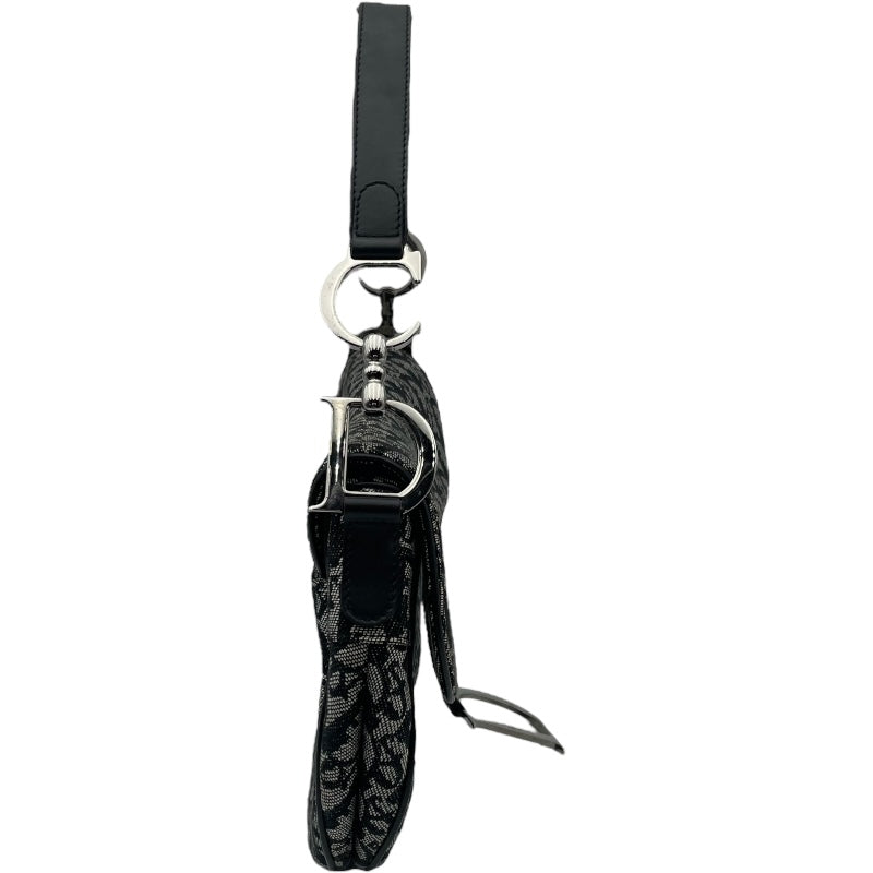 クリスチャン・ディオール Christian Dior トロッター サドルバッグ ブラック SV金具 トロッターキャンバス・レザー レディース ハンドバッグ