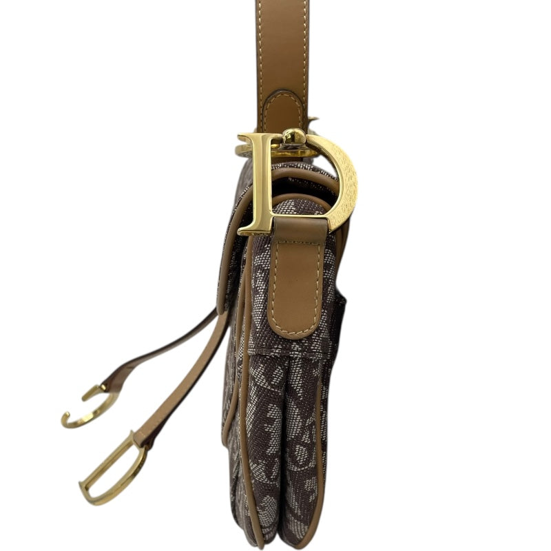 クリスチャン・ディオール Christian Dior トロッターサドルバッグ ブラウン GD金具 トロッターキャンバス レディース ショルダーバッグ