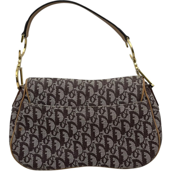 クリスチャン・ディオール Christian Dior トロッターサドルバッグ ブラウン GD金具 トロッターキャンバス レディース ショルダーバッグ