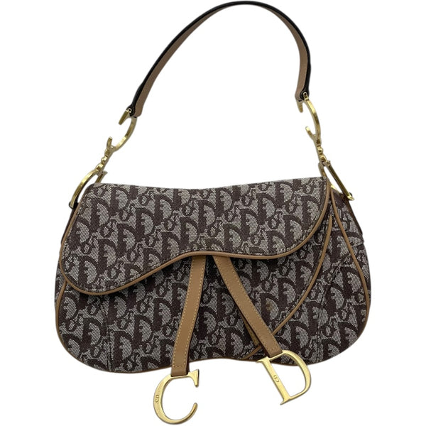 クリスチャン・ディオール Christian Dior トロッターサドルバッグ ブラウン GD金具 トロッターキャンバス レディース ショルダーバッグ