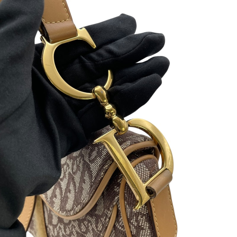 クリスチャン・ディオール Christian Dior トロッターサドルバッグ ブラウン GD金具 トロッターキャンバス レディース ショルダーバッグ