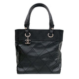 シャネル CHANEL パリビアリッツトートPM ブラック コーティングキャンバス レディース ハンドバッグ