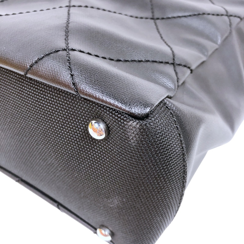 シャネル CHANEL パリビアリッツトートPM ブラック コーティングキャンバス レディース ハンドバッグ