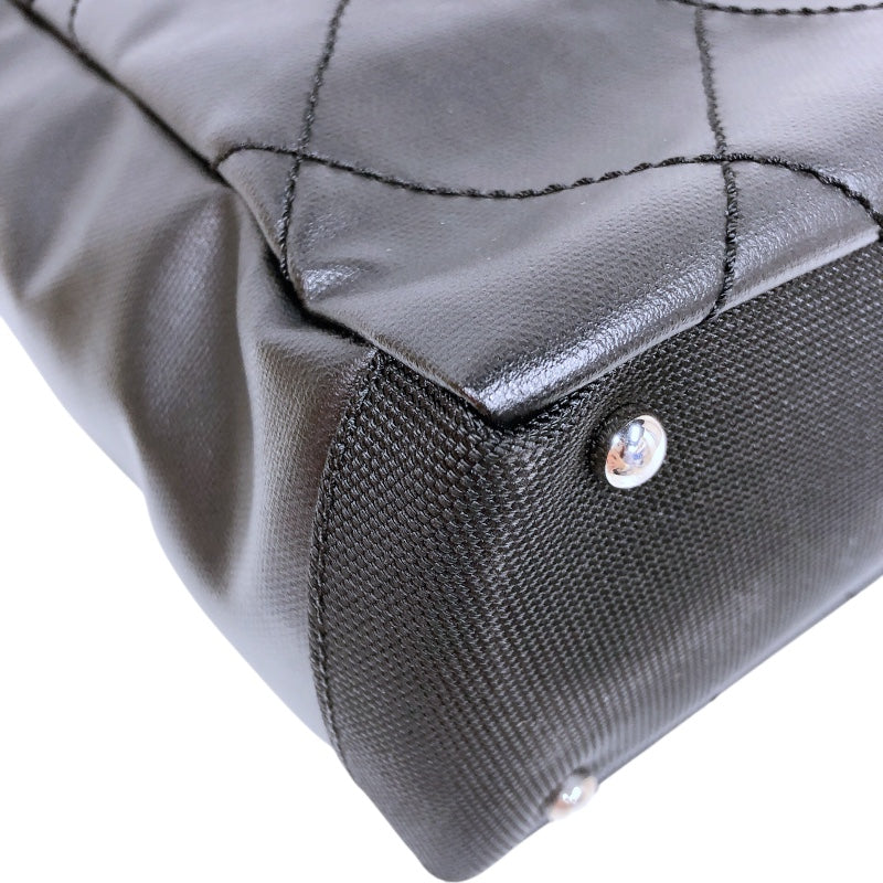 シャネル CHANEL パリビアリッツトートPM ブラック コーティングキャンバス レディース ハンドバッグ