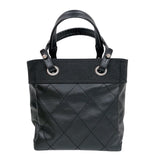 シャネル CHANEL パリビアリッツトートPM ブラック コーティングキャンバス レディース ハンドバッグ