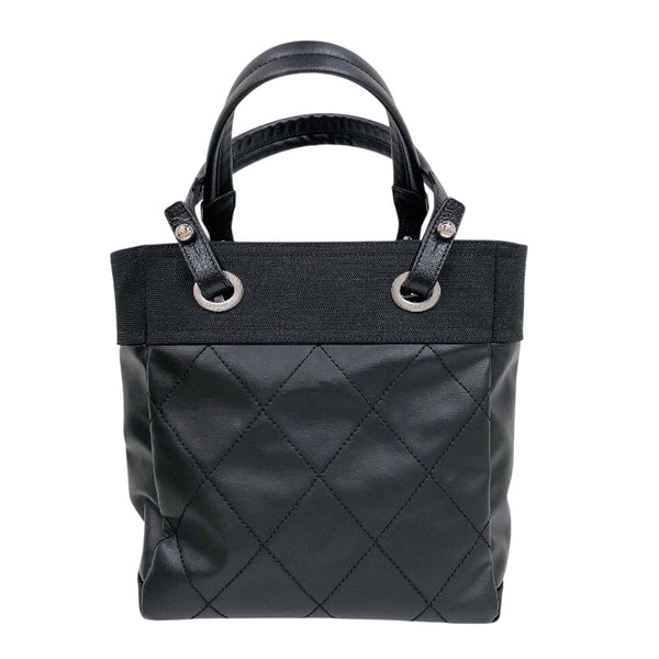 シャネル CHANEL パリビアリッツトートPM ブラック コーティングキャンバス レディース ハンドバッグ