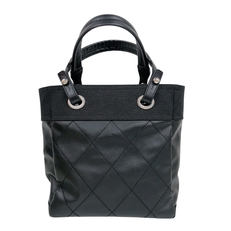 シャネル CHANEL パリビアリッツトートPM ブラック コーティングキャンバス レディース ハンドバッグ