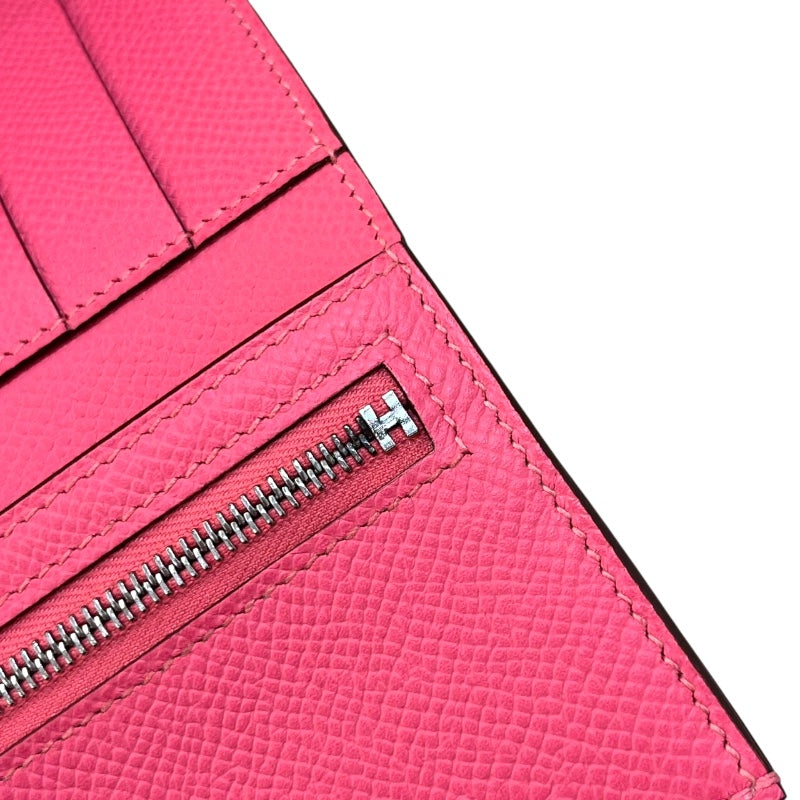 エルメス HERMES べアンコンビネ W刻印(2024年製) ローズアザレ　SV金具 エプソン ユニセックス 二つ折り財布
