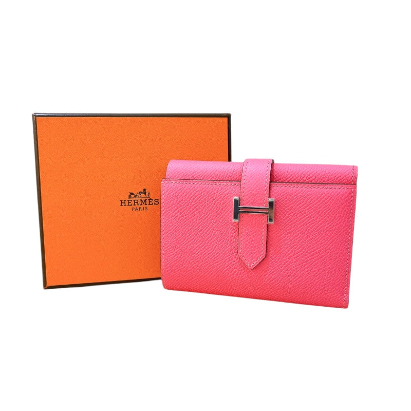 エルメス HERMES べアンコンビネ W刻印(2024年製) ローズアザレ　SV金具 エプソン ユニセックス 二つ折り財布