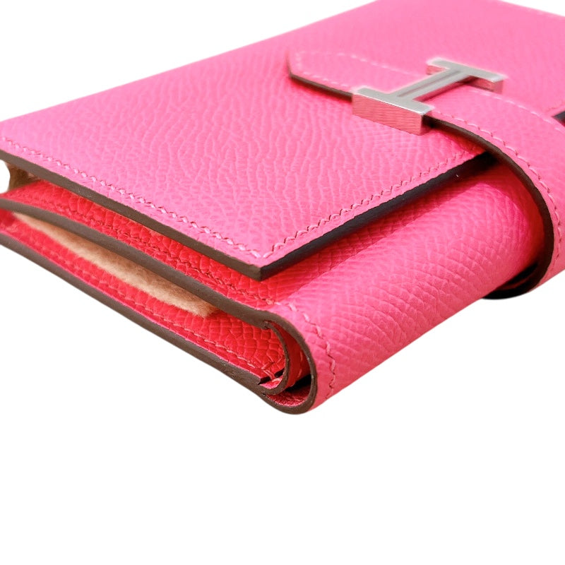 エルメス HERMES べアンコンビネ W刻印(2024年製) ローズアザレ　SV金具 エプソン ユニセックス 二つ折り財布