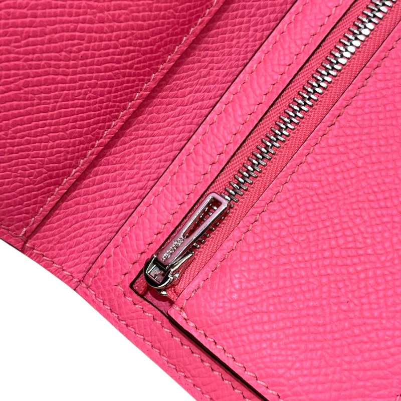 エルメス HERMES べアンコンビネ W刻印(2024年製) ローズアザレ　SV金具 エプソン ユニセックス 二つ折り財布