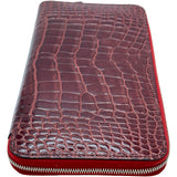 エルメス HERMES アザップロング □R刻印 ブルゴーニュ/シルバー金具 アリゲーターリセ レディース 長財布