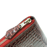 エルメス HERMES アザップロング □R刻印 ブルゴーニュ/シルバー金具 アリゲーターリセ レディース 長財布