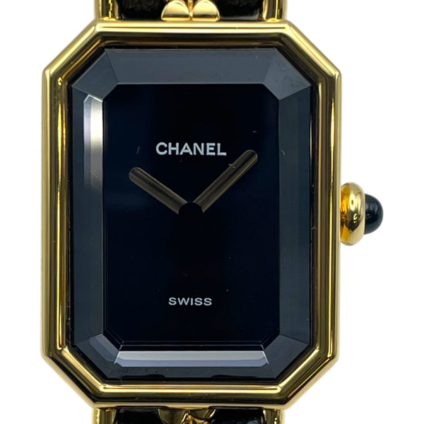 シャネル CHANEL プルミエール M H0001 ブラック GP クオーツ レディース 腕時計