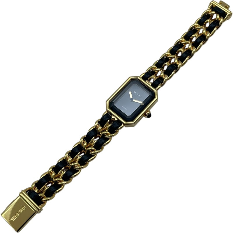 シャネル CHANEL プルミエール M H0001 ブラック GP クオーツ レディース 腕時計