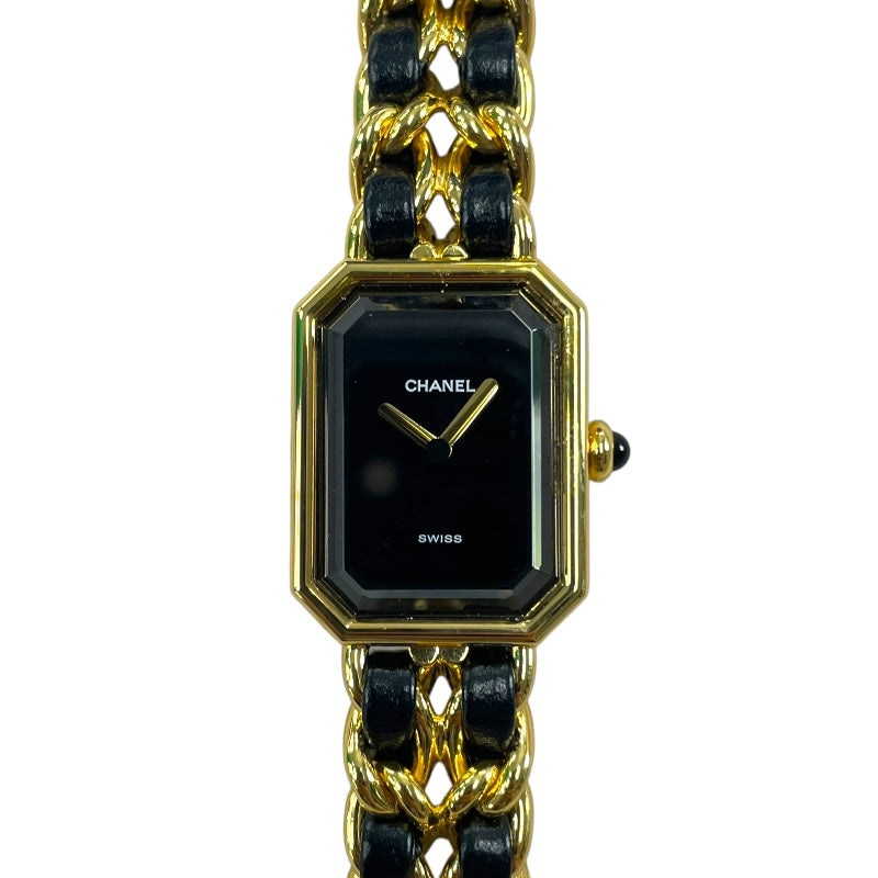 シャネル CHANEL プルミエール L H0001 ブラック GP×革ベルト クオーツ レディース 腕時計