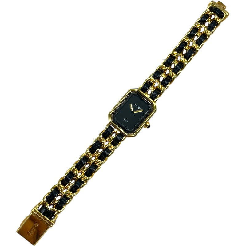 シャネル CHANEL プルミエール L H0001 ブラック GP×革ベルト クオーツ レディース 腕時計