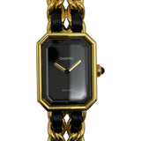 シャネル CHANEL プルミエールM H0001 ブラック GP×革ベルト クオーツ レディース 腕時計