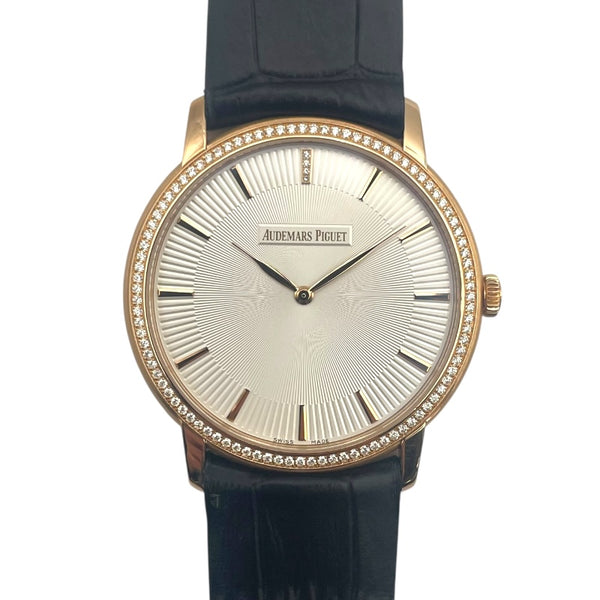 オーデマ・ピゲ AUDEMARS PIGUET ジュールオーデマ エクストラシン 15182OR.ZZ.A102CR.01 ホワイト K18PG×革ベルト（社外） 自動巻き メンズ 腕時計