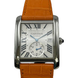 カルティエ Cartier タンク MC W5330003 シルバー SS/革ベルト 自動巻き メンズ 腕時計