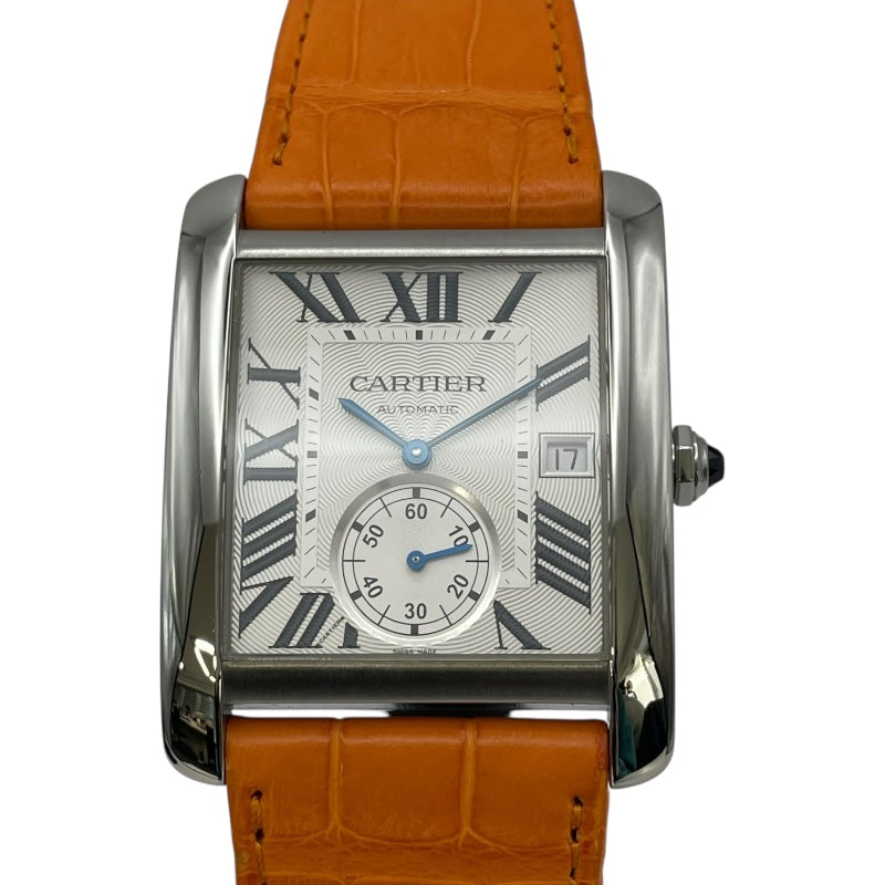 カルティエ Cartier タンク MC W5330003 シルバー SS/革ベルト 自動巻き メンズ 腕時計
