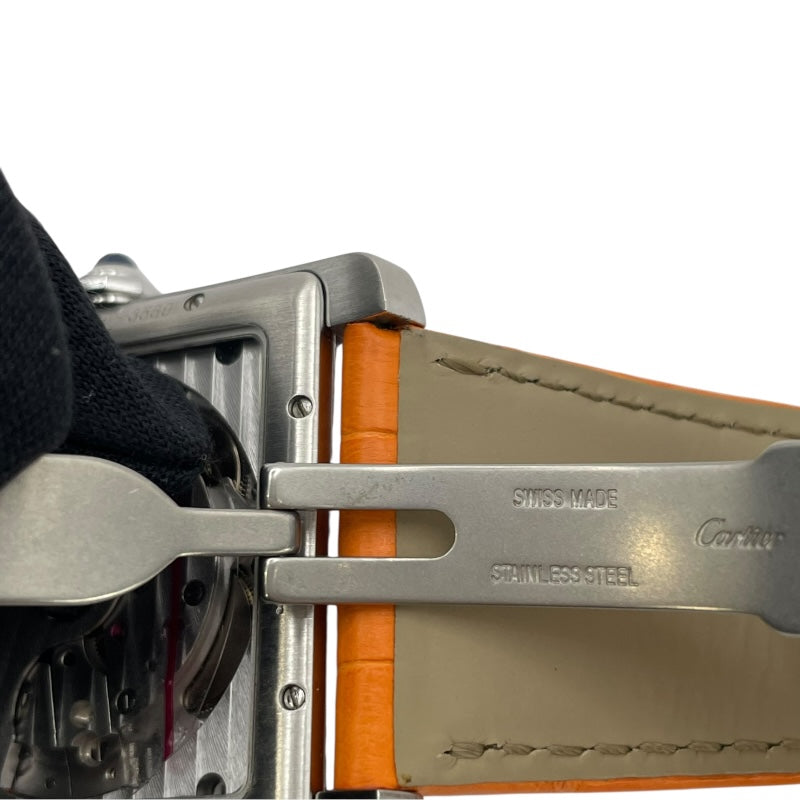 カルティエ Cartier タンク MC W5330003 シルバー SS/革ベルト 自動巻き メンズ 腕時計