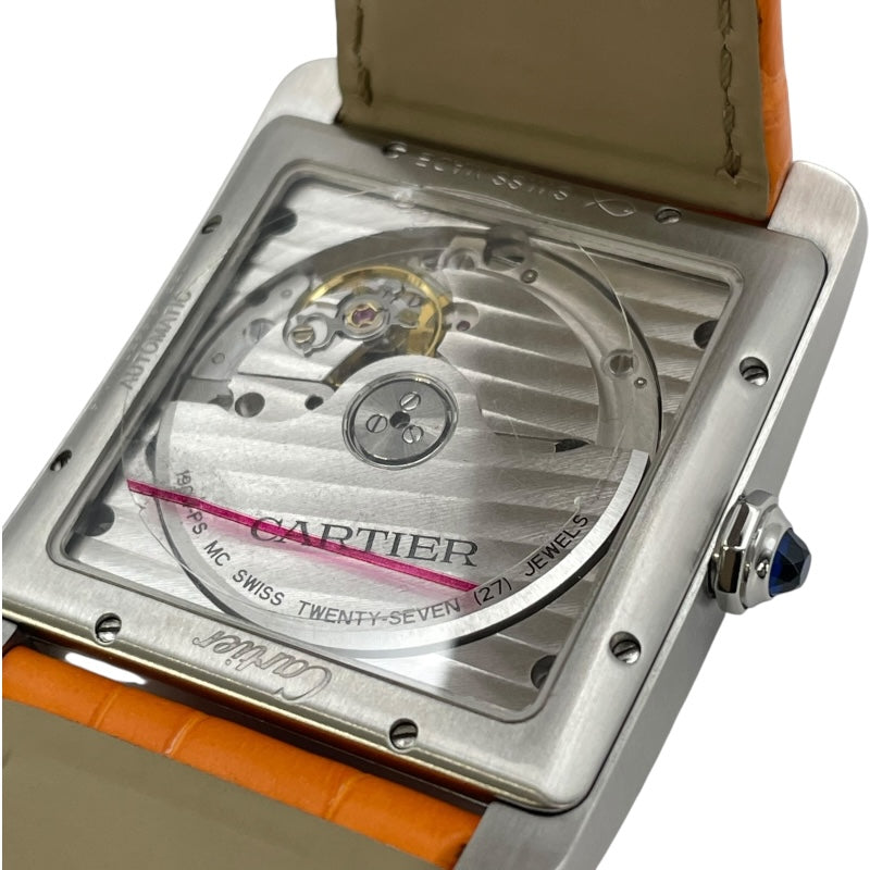 カルティエ Cartier タンク MC W5330003 シルバー SS/革ベルト 自動巻き メンズ 腕時計