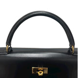 エルメス HERMES ケリー28 外縫い □A刻 ブラック/ゴールド金具 ボックスカーフ レディース ハンドバッグ