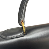 エルメス HERMES ケリー28 外縫い □A刻 ブラック/ゴールド金具 ボックスカーフ レディース ハンドバッグ
