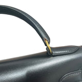 エルメス HERMES ケリー28 外縫い □A刻 ブラック/ゴールド金具 ボックスカーフ レディース ハンドバッグ