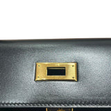 エルメス HERMES ケリー28 外縫い □A刻 ブラック/ゴールド金具 ボックスカーフ レディース ハンドバッグ