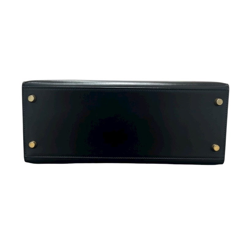 エルメス HERMES ケリー28 外縫い □A刻 ブラック/ゴールド金具 ボックスカーフ レディース ハンドバッグ