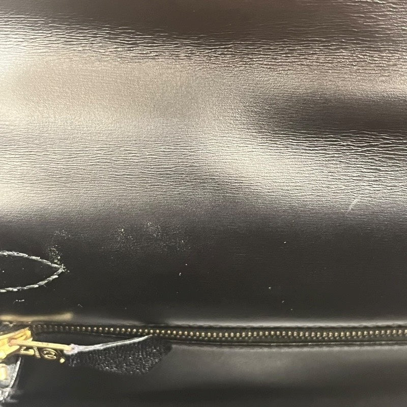エルメス HERMES ケリー28 外縫い □A刻 ブラック/ゴールド金具 ボックスカーフ レディース ハンドバッグ