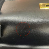 エルメス HERMES ケリー28 外縫い □A刻 ブラック/ゴールド金具 ボックスカーフ レディース ハンドバッグ