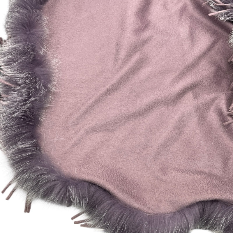 フェンディ FENDI ロゴワッペンファー付きケープ パープル カシミヤ