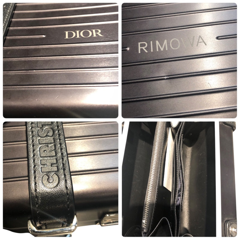リモワ RIMOWA パーソナルクラッチRIMOWA Diorコラボ ブラック アルミ メンズ ショルダーバッグ