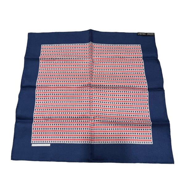 エルメス HERMES カレ40 ブルー・レッド シルク レディース スカーフ