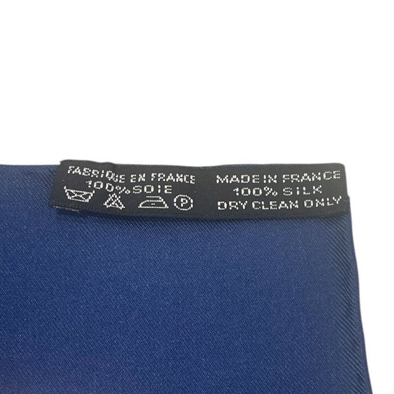 エルメス HERMES カレ40 ブルー・レッド シルク レディース スカーフ