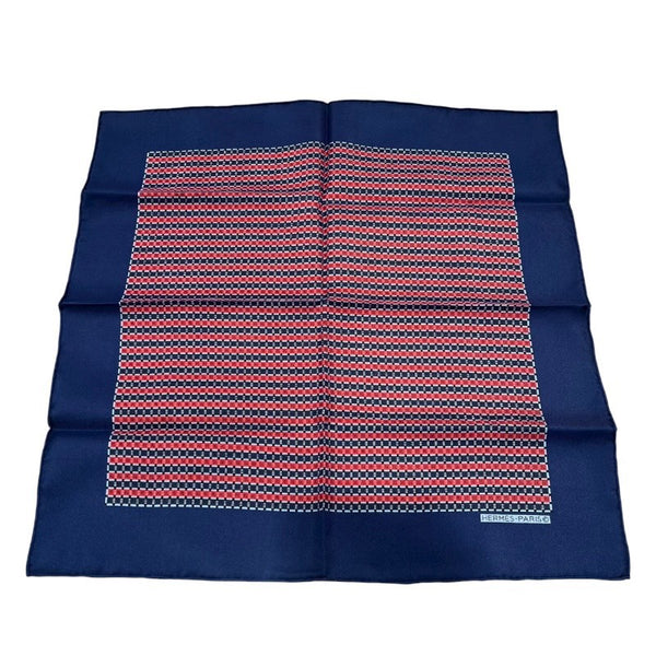 エルメス HERMES カレ40 ブルー・レッド シルク レディース スカーフ