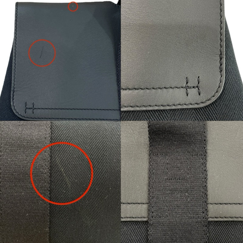 エルメス HERMES ヴァルパライソMM ブラック トワル･レザー メンズ ハンドバッグ