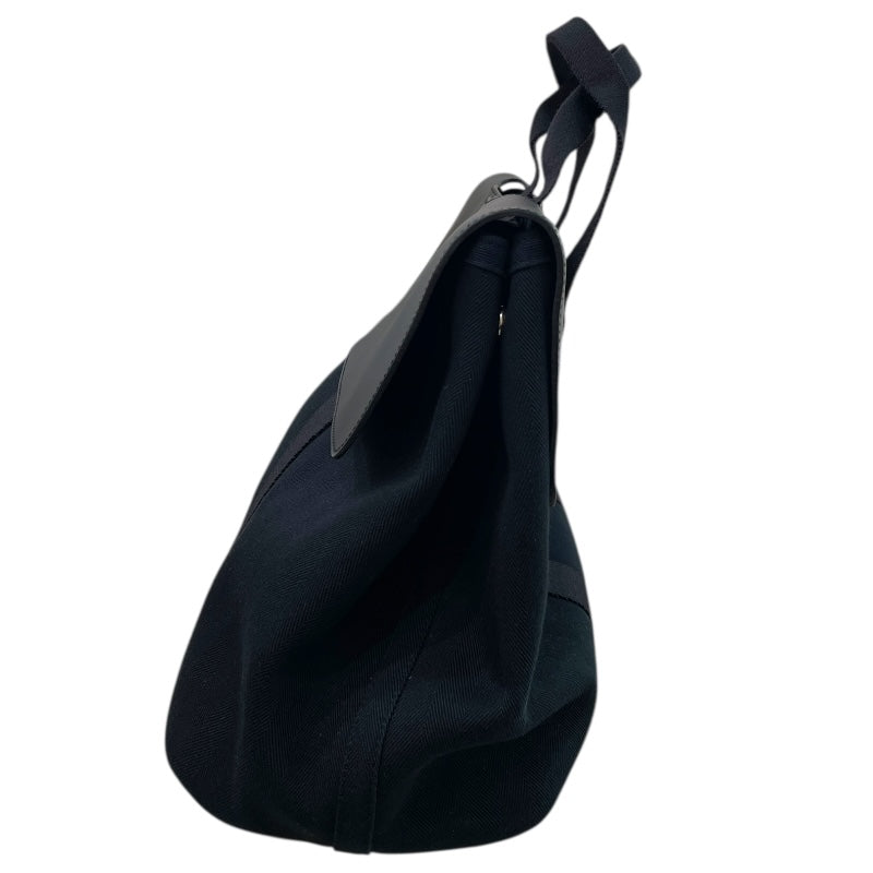 エルメス HERMES ヴァルパライソMM ブラック トワル･レザー メンズ ハンドバッグ