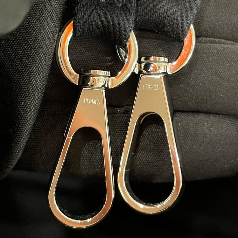 エルメス HERMES ヴァルパライソMM ブラック トワル･レザー メンズ ハンドバッグ