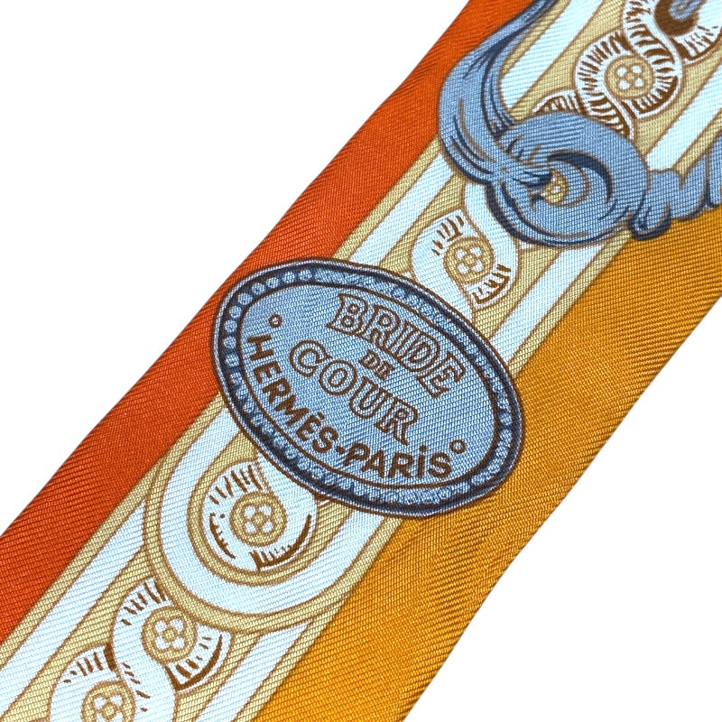エルメス HERMES ツイリー　BRIDES DE COUR オレンジ/イエロー/ホワイト シルク100％ レディース スカーフ