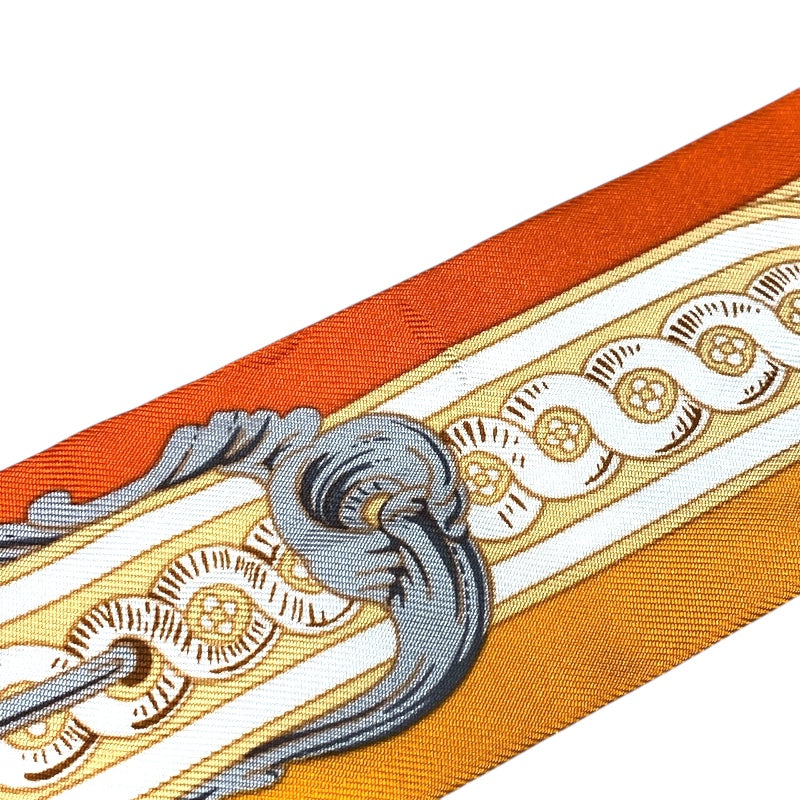 エルメス HERMES ツイリー　BRIDES DE COUR オレンジ/イエロー/ホワイト シルク100％ レディース スカーフ