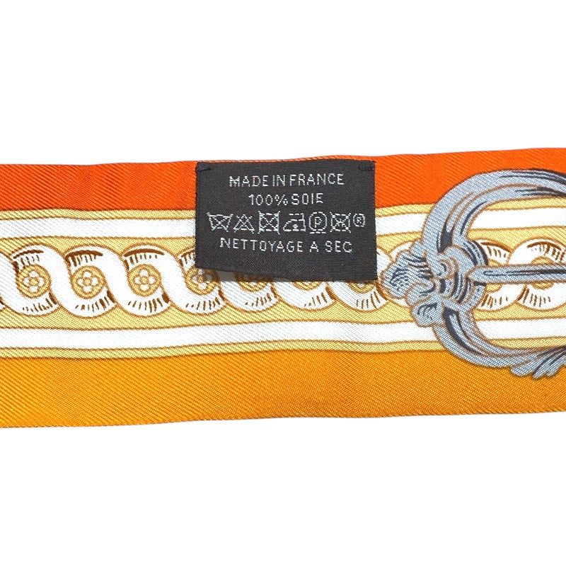 エルメス HERMES ツイリー　BRIDES DE COUR オレンジ/イエロー/ホワイト シルク100％ レディース スカーフ
