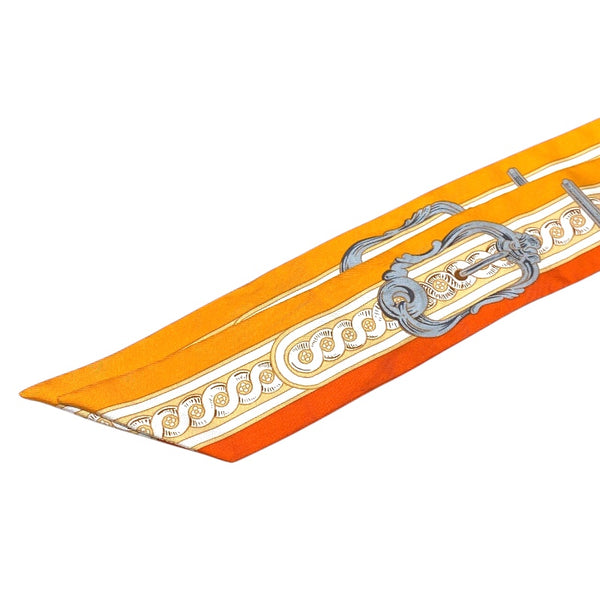 エルメス HERMES ツイリー　BRIDES DE COUR オレンジ/イエロー/ホワイト シルク100％ レディース スカーフ
