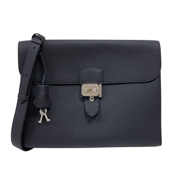 エルメス HERMES サックアデペッシュ メッセンジャー U刻 ブラック シルバー金具 トゴ メンズ ショルダーバッグ