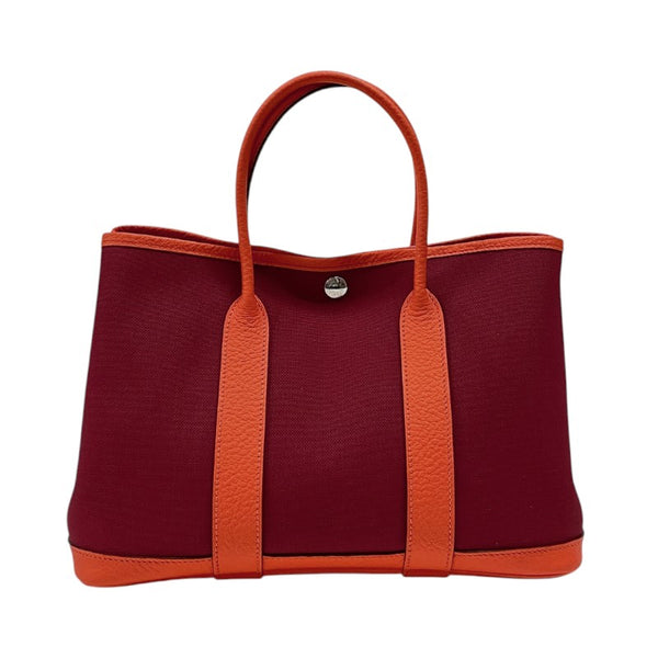 エルメス HERMES ガーデンパーティTPM ルージュグレナ×オレンジポピー トワル ネゴンダ レディース トートバッグ